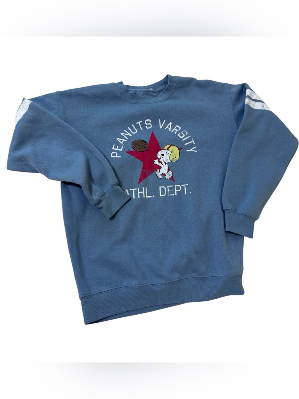 Peanuts Blue Crewneck Sweatshirt with Red Star Graphic